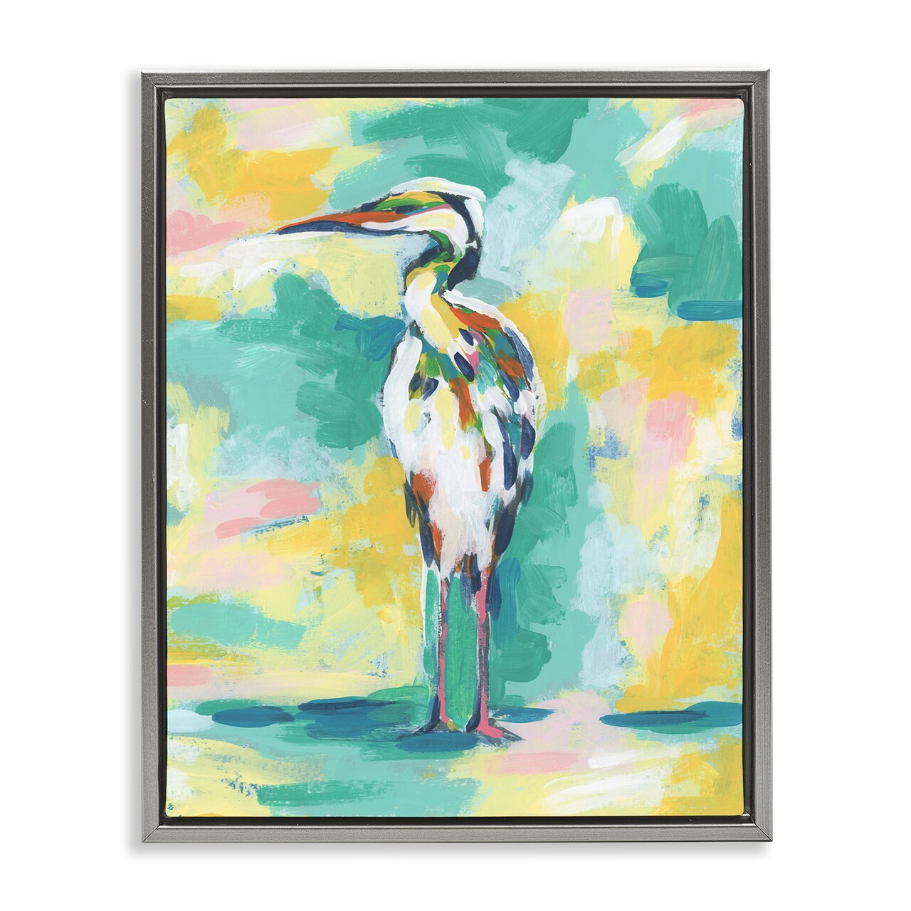 Stupell Industries Blue & Yellow Crane Framed Floater Canvas Wall Art Design by Ethan Harper